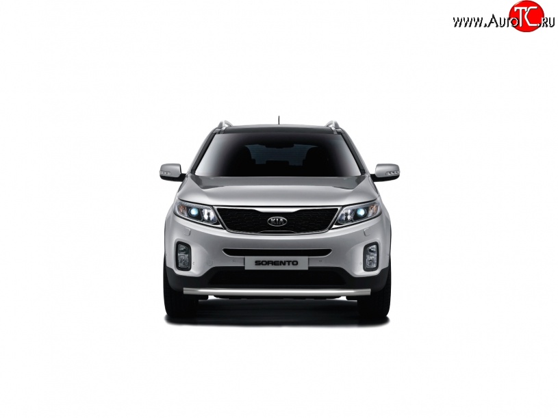 14 789 р. Защита переднего бампера одинарная из трубы d63 мм Petroil Tuning  KIA Sorento  XM (2012-2015) рестайлинг (Нержавеющая полированная сталь)  с доставкой в г. Керчь