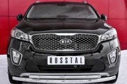 Защита переднего бампера (2 трубыØ63 и 42 мм, нержавейка) SLITKOFF KIA Sorento  UM/Prime (2014-2018) дорестайлинг