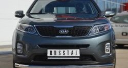 Одинарная защита переднего бампера диаметром 76 мм SLITKOFF KIA Sorento  XM (2012-2015) рестайлинг
