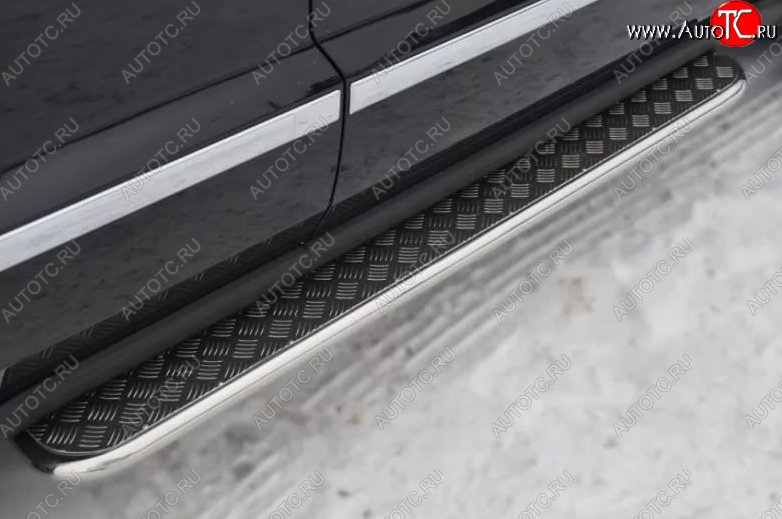 35 549 р. Порожки для ног (Ø42) SLITKOFF  KIA Sorento ( XM,  UM/Prime) (2012-2020) рестайлинг, дорестайлинг (лист - нержавейка, профиль - нержавейка)  с доставкой в г. Керчь