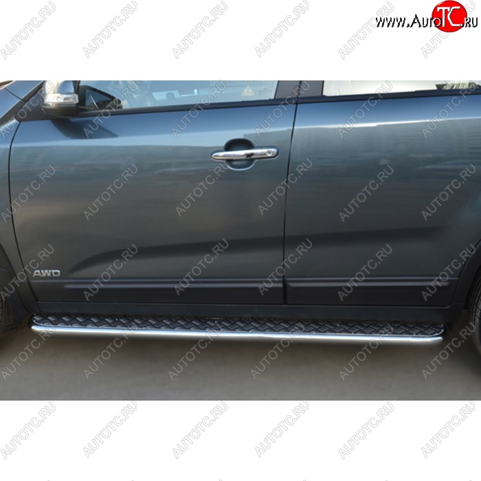 22 999 р. Широкая защита порогов с трубой диаметром 42 мм SLITKOFF v2  KIA Sorento  XM (2012-2015) рестайлинг  с доставкой в г. Керчь