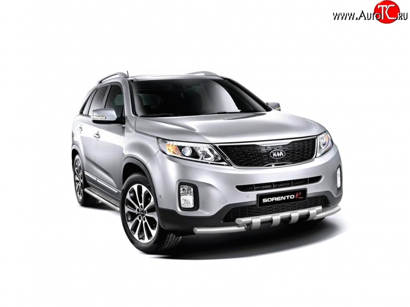 13 499 р. Широкая защита порогов Petroil Tuning  KIA Sorento  XM (2012-2015) рестайлинг (Нержавеющая полированная сталь)  с доставкой в г. Керчь