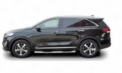 83 999 р. Защита порогов с пластиковыми вставками для ног из круглой трубы диаметром 76 мм Russtal KIA Sorento UM/Prime дорестайлинг (2014-2018) (Защита порогов с со скосами на торцах (вариант 1))  с доставкой в г. Керчь. Увеличить фотографию 3