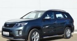 83 999 р. Защита порогов с пластиковыми вставками для ног из круглой трубы диаметром 76 мм Russtal KIA Sorento XM рестайлинг (2012-2015) (Защита порогов с со скосами на торцах (вариант 1))  с доставкой в г. Керчь. Увеличить фотографию 6