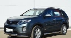83 999 р. Защита порогов с пластиковыми вставками для ног из круглой трубы диаметром 76 мм Russtal KIA Sorento XM рестайлинг (2012-2015) (Защита порогов с со скосами на торцах (вариант 1))  с доставкой в г. Керчь. Увеличить фотографию 9