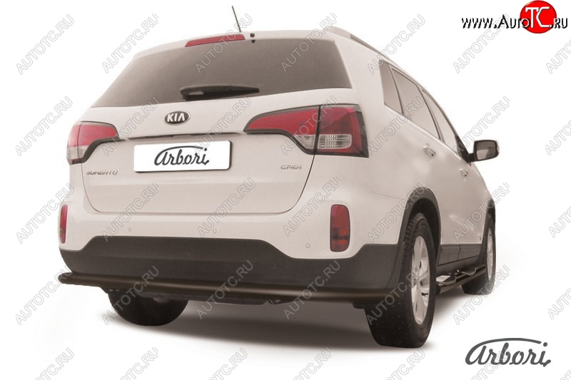 10 529 р. Защита заднего бампера Arbori (длинная, черная, 1 труба d57 mm). KIA Sorento XM рестайлинг (2012-2015)  с доставкой в г. Керчь