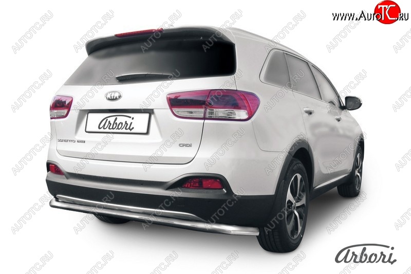 15 299 р. Защита заднего бампера Arbori (длинная, нержавейка, 1 труба d57 mm). KIA Sorento UM/Prime дорестайлинг (2014-2018)  с доставкой в г. Керчь