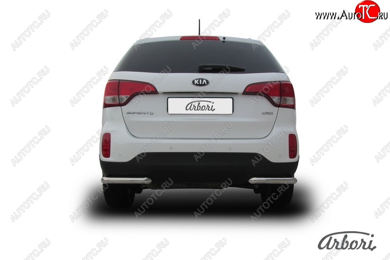 8 549 р. Защита заднего бампера Arbori (уголки, нержавейка, 1 труба d57 mm). KIA Sorento XM рестайлинг (2012-2015)  с доставкой в г. Керчь