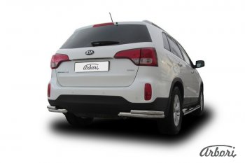 9 539 р. Защита заднего бампера Arbori (уголки, нержавейка, 2 трубы d57 и 42 mm). KIA Sorento XM рестайлинг (2012-2015)  с доставкой в г. Керчь. Увеличить фотографию 2