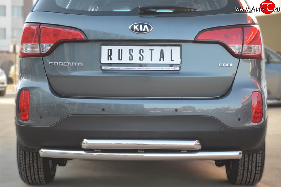 18 599 р. Защита заднего бампера (2 трубы Ø63 мм, нержавейка) SLITKOFF  KIA Sorento  XM (2012-2015) рестайлинг  с доставкой в г. Керчь