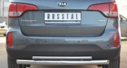 Защита заднего бампера (Ø76 и 42 мм, нержавейка) SLITKOFF KIA Sorento  XM (2012-2015) рестайлинг