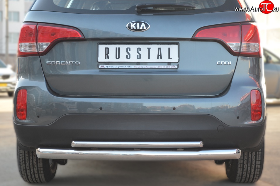 19 549 р. Защита заднего бампера (Ø76 и 42 мм, нержавейка) SLITKOFF  KIA Sorento  XM (2012-2015) рестайлинг  с доставкой в г. Керчь