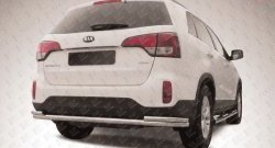 Двойная защита заднего бампера из трёх труб диаметром 57 и 42 мм Slitkoff KIA Sorento  XM (2012-2015) рестайлинг