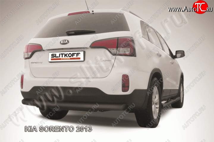 8 999 р. Защита заднего бампера из трубы d76 Slitkoff (длинная)  KIA Sorento  XM (2012-2015) рестайлинг (Цвет: серебристый)  с доставкой в г. Керчь