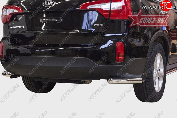8 909 р. Защита заднего бампера из боковых уголков Souz-96 (d60) KIA Sorento XM рестайлинг (2012-2015)  с доставкой в г. Керчь