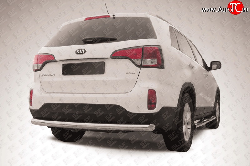 12 999 р. Одинарная защита заднего бампера из трубы диаметром 76 мм Slitkoff  KIA Sorento  XM (2012-2015) рестайлинг (Нержавейка, Полированная)  с доставкой в г. Керчь