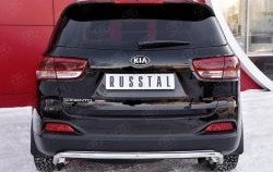 Защита заднего бампера (Ø42 мм волна, нержавейка) SLITKOFF KIA Sorento  UM/Prime (2014-2018) дорестайлинг