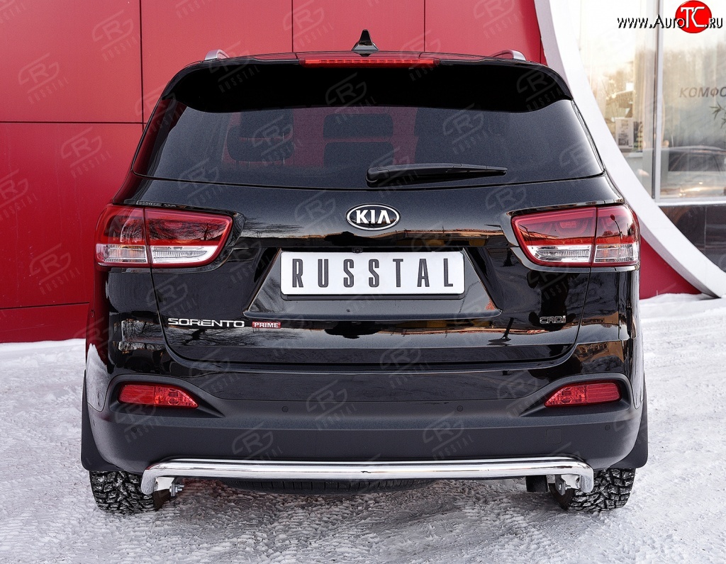 16 999 р. Защита заднего бампера (Ø42 мм волна, нержавейка) SLITKOFF  KIA Sorento  UM/Prime (2014-2018) дорестайлинг  с доставкой в г. Керчь