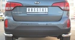 Защита заднего бампера (Ø63 мм уголки, нержавейка) SLITKOFF KIA Sorento  XM (2012-2015) рестайлинг