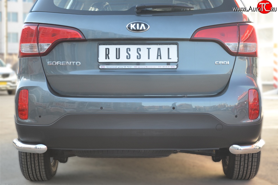 13 799 р. Защита заднего бампера (Ø63 мм уголки, нержавейка) SLITKOFF  KIA Sorento  XM (2012-2015) рестайлинг  с доставкой в г. Керчь