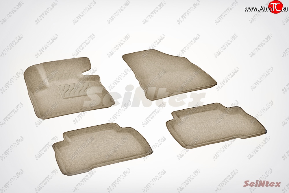 7 649 р. Износостойкие коврики в салон SeiNtex Premium 3D 4 шт. (ворсовые, бежевые) KIA Sorento XM рестайлинг (2012-2015)  с доставкой в г. Керчь