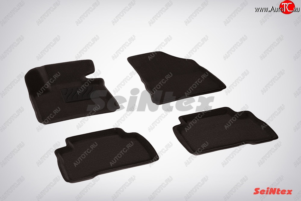 5 699 р. Износостойкие коврики в салон SeiNtex Premium 3D 4 шт. (ворсовые, черные) KIA Sorento XM рестайлинг (2012-2015)  с доставкой в г. Керчь