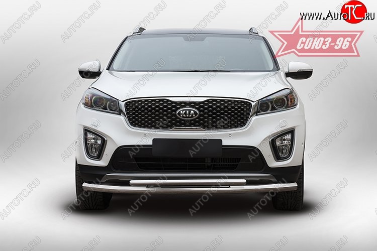 15 569 р. Защита переднего бампера двойная Souz-96 (d60/42) KIA Sorento UM/Prime дорестайлинг (2014-2018)  с доставкой в г. Керчь