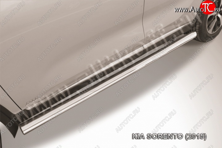 16 999 р. Защита порогов из круглой трубы диаметром 76 мм Slitkoff  KIA Sorento  UM/Prime (2014-2018) дорестайлинг (Нержавейка, Полированная)  с доставкой в г. Керчь