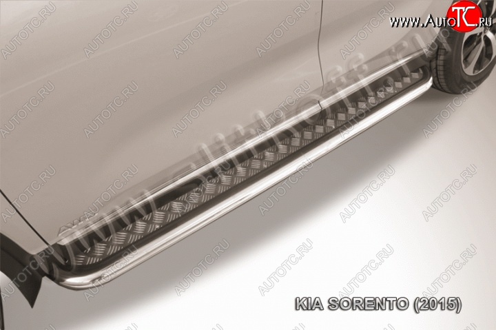 16 799 р. Широкая защита порогов Slitkoff  KIA Sorento  UM/Prime (2014-2018) дорестайлинг (Нержавейка, Полированная)  с доставкой в г. Керчь