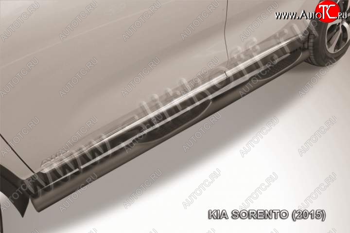 13 549 р. Защита порогов из труб d76 Slitkoff (с проступью) KIA Soul PS дорестайлинг (2014-2016) (Цвет: серебристый)  с доставкой в г. Керчь
