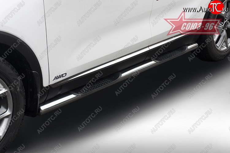 15 479 р. Защита порогов с проступью Souz-96 (d76) KIA Sorento UM/Prime дорестайлинг (2014-2018)  с доставкой в г. Керчь