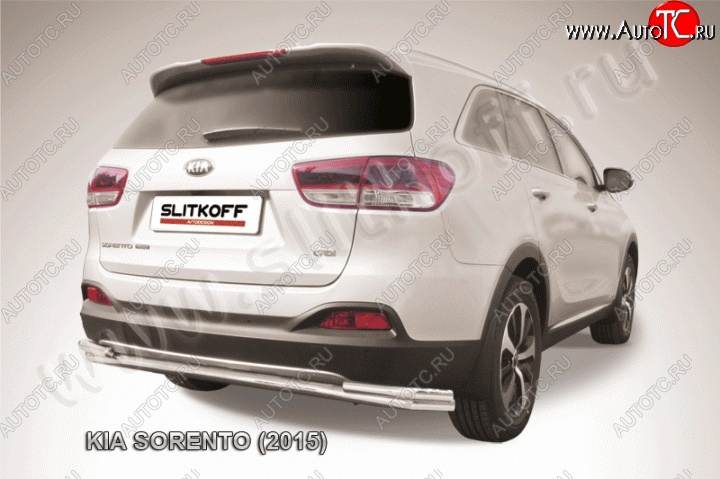 13 749 р. Защита заднего бампера из трубы диаметром 57 мм Slitkoff KIA Sorento UM/Prime дорестайлинг (2014-2018) (Нержавейка)  с доставкой в г. Керчь