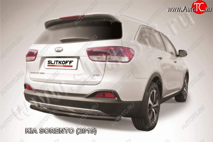 7 999 р. Защита заднего бампера из трубы d57 Slitkoff (радиусная) KIA Sorento UM/Prime дорестайлинг (2014-2018) (Цвет: серебристый)  с доставкой в г. Керчь