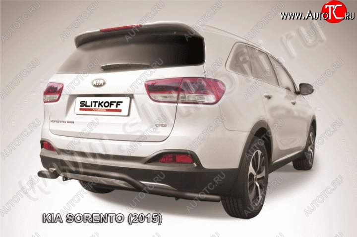 9 649 р. Защита заднего бампера из трубы d57 Slitkoff (волна) KIA Sorento UM/Prime дорестайлинг (2014-2018) (Цвет: серебристый)  с доставкой в г. Керчь