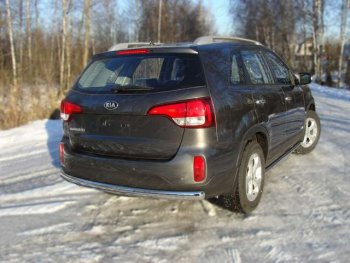 Защита заднего бампера (овальная) ТСС (нержавейка d75х42 мм) KIA Sorento ( XM,  UM/Prime) (2012-2020) рестайлинг, дорестайлинг