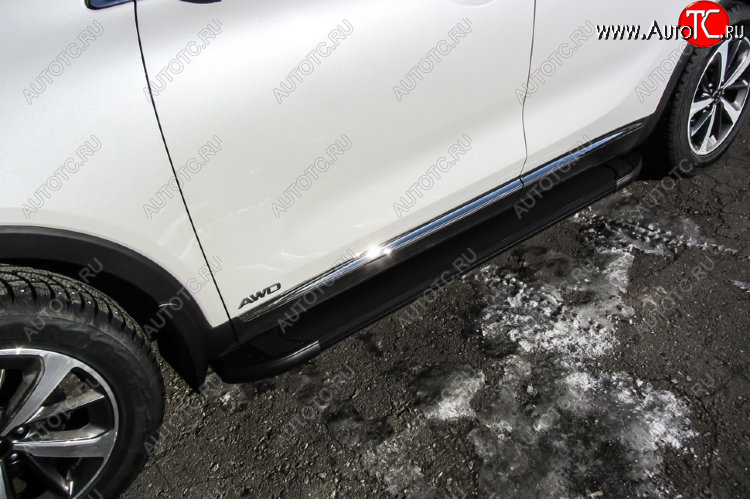13 349 р. Пороги алюминиевые Slitkoff  KIA Sorento  UM/Prime (2014-2018) дорестайлинг (Optima Black )  с доставкой в г. Керчь
