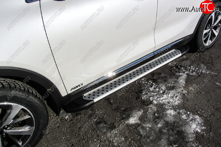17 399 р. Пороги алюминиевые Slitkoff  KIA Sorento  UM/Prime (2014-2018) дорестайлинг (Standart Silver)  с доставкой в г. Керчь