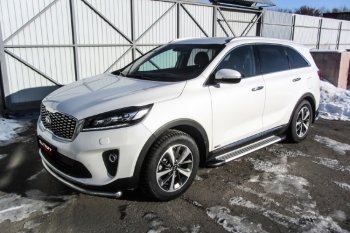 17 399 р. Пороги алюминиевые Slitkoff  KIA Sorento  UM/Prime (2014-2018) дорестайлинг (Standart Silver)  с доставкой в г. Керчь. Увеличить фотографию 2