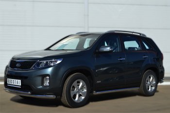 19 999 р. Защита порогов SLITKOFF (труба D63 мм)  KIA Sorento ( XM,  UM/Prime) (2012-2020) рестайлинг, дорестайлинг (Защита порогов с со скосами на торцах (вариант 1))  с доставкой в г. Керчь. Увеличить фотографию 2