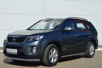 9 999 р. Защита порогов на SLITKOFF (труба D63 мм)  KIA Sorento ( XM,  UM/Prime) (2012-2020) рестайлинг, дорестайлинг (Защита порогов с закругленными торцами (вариант 3))  с доставкой в г. Керчь. Увеличить фотографию 3