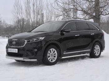 17 999 р. Защита переднего бампера (2 трубы Ø42 мм, нержавейка) SLITKOFF KIA Sorento UM/Prime рестайлинг (2018-2020)  с доставкой в г. Керчь. Увеличить фотографию 2