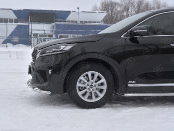 17 999 р. Защита переднего бампера (2 трубы Ø42 мм, нержавейка) SLITKOFF KIA Sorento UM/Prime рестайлинг (2018-2020)  с доставкой в г. Керчь. Увеличить фотографию 3