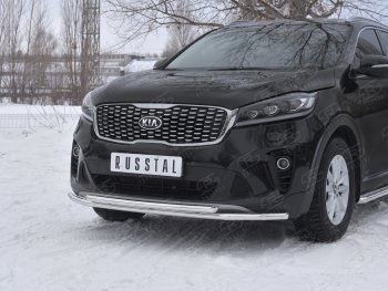 17 999 р. Защита переднего бампера (2 трубы Ø42 мм, нержавейка) SLITKOFF KIA Sorento UM/Prime рестайлинг (2018-2020)  с доставкой в г. Керчь. Увеличить фотографию 4