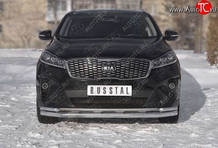 19 799 р. Защита переднего бампера (Ø 63/42 мм с углами, нержавейка) SLITKOFF KIA Sorento UM/Prime рестайлинг (2018-2020)  с доставкой в г. Керчь