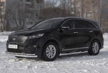19 799 р. Защита переднего бампера (Ø 63/42 мм с углами, нержавейка) SLITKOFF KIA Sorento UM/Prime рестайлинг (2018-2020)  с доставкой в г. Керчь. Увеличить фотографию 2