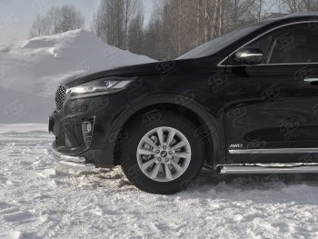 19 799 р. Защита переднего бампера (Ø 63/42 мм с углами, нержавейка) SLITKOFF KIA Sorento UM/Prime рестайлинг (2018-2020)  с доставкой в г. Керчь. Увеличить фотографию 3