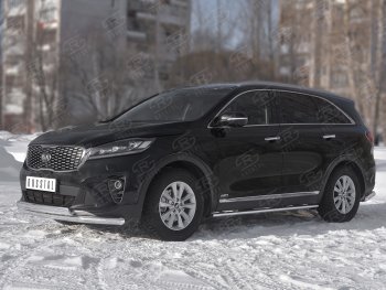 22 999 р. Защита переднего бампера (2 трубы Ø63 и 75х42 мм, нержавейка) SLITKOFF KIA Sorento UM/Prime рестайлинг (2018-2020)  с доставкой в г. Керчь. Увеличить фотографию 2