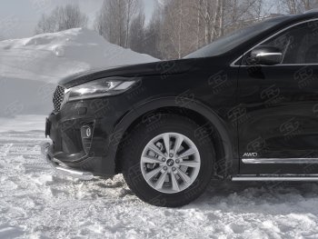 22 999 р. Защита переднего бампера (2 трубы Ø63 и 75х42 мм, нержавейка) SLITKOFF KIA Sorento UM/Prime рестайлинг (2018-2020)  с доставкой в г. Керчь. Увеличить фотографию 3