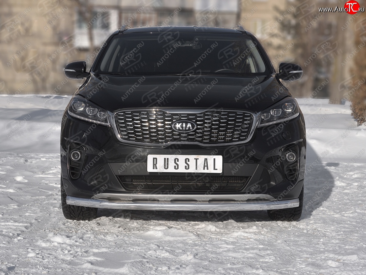 15 349 р. Защита переднего бампера (Ø63 мм, нержавейка) SLITKOFF KIA Sorento UM/Prime рестайлинг (2018-2020)  с доставкой в г. Керчь