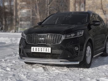 18 849 р. Защита переднего бампера (2 трубы Ø63 и 42 мм, нержавейка) SLITKOFF KIA Sorento UM/Prime рестайлинг (2018-2020)  с доставкой в г. Керчь. Увеличить фотографию 4